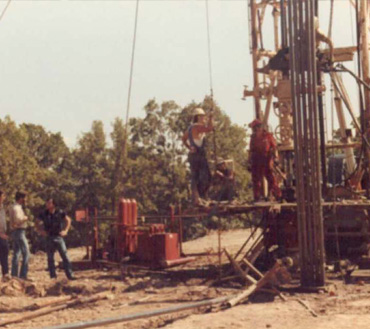 Photo of an oil rig in the 1970s